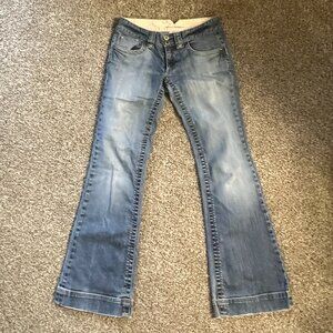 Banana Republic Jeans Double Buttons, Flap Pockets, Wide Leg - yellow accents 4